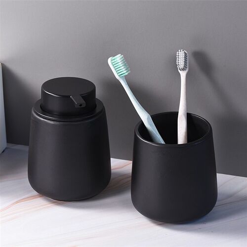 Black Liquid Soap Dispenser Ceramic Cup Hand Sanitizer Shamp