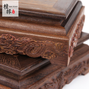 红木底座长方形工艺品摆件底座鸡翅木龙凤方台底座紫砂壶木托底座