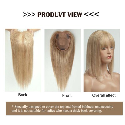 Human Hair Toppers with Bangs Blonde Real Remy Hair Topper S