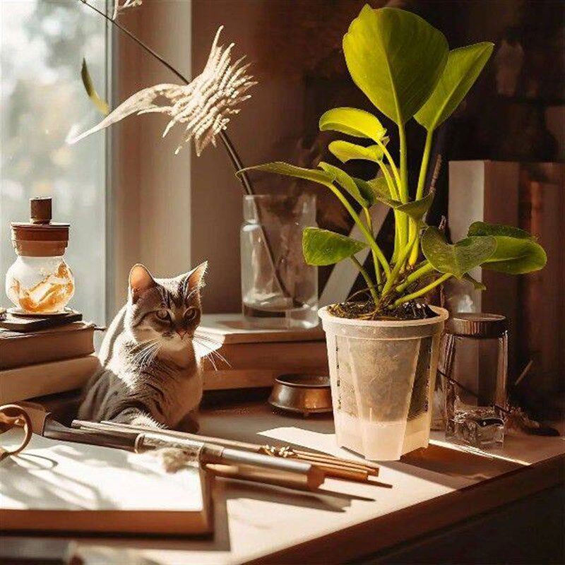 6 Inch Transparent Plastic Garden Pots Self Watering - 实物图