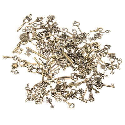 125Pcs Vintage Antique Bronze Plated Metal Love Heart Key Ch