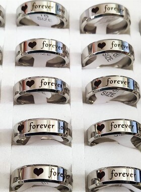 30pcs Heart  Love Stainless Steel 6mm Silver Plated Rings St