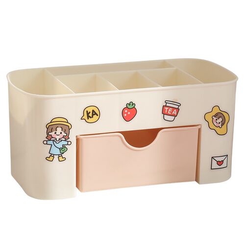 Ins Kawaii Desktop Drawer Type Storage Box Cosmetic Brush Pl