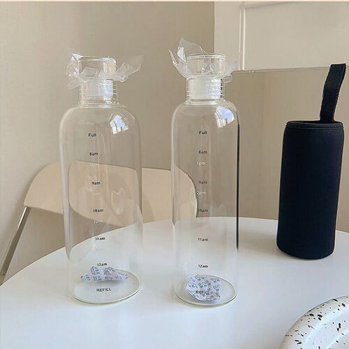 Transparent Plastic Water Bottle with Time Scale Large Capac