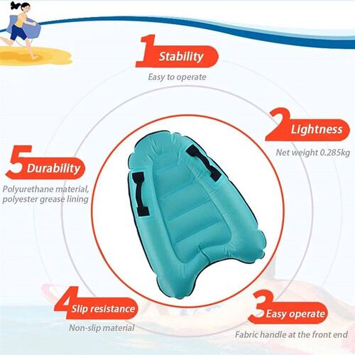 1pc Inflatable Surfboard With Handle For Beach Surfing Swimm