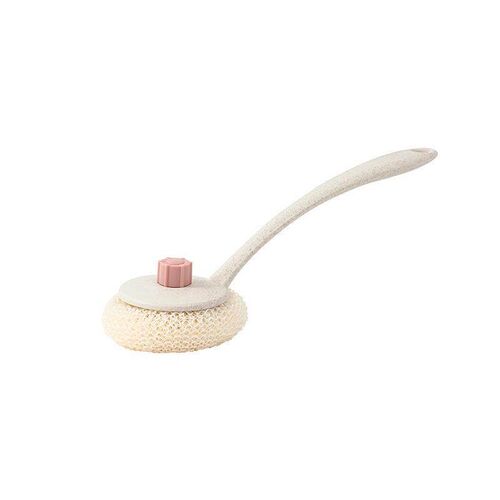 Bamboo fiber long-handle pot cleaning brush for sink and sto