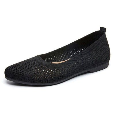 Hollow Knitted Women Flat Shoes Breathable Mesh Walking