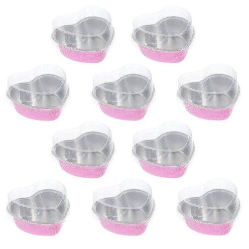 10 Pcs Heart Baking Cup Pan Heart-Shaped Aluminum Foil Box