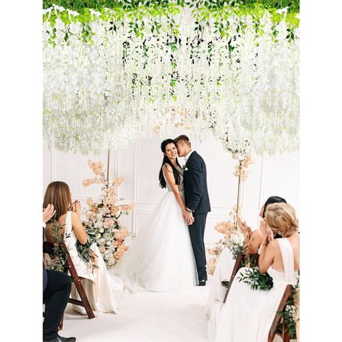 12pcs Artificial Flowers Hanging Wisteria Faux Flowers