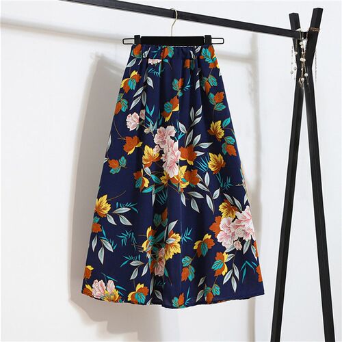 A line High Half Floral Waist Wrap Skirt Womens Skirt
