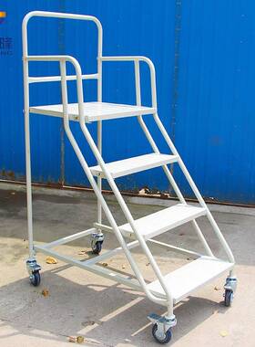 可移登高车仓平库取动货登高圆台车WTL00210管静音轮登高梯离地1