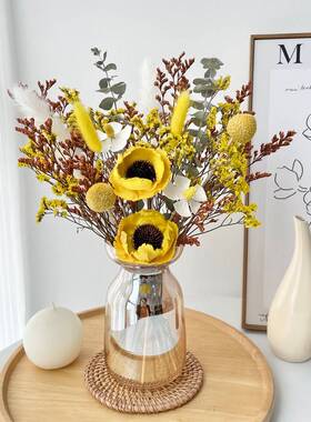 干花花束客摆设尤真花感天然装饰摆件芦苇加利混厅搭轻金KVO奢小