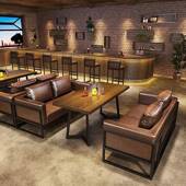 工业风卡沙发桌椅组合酒吧座清吧啡咖厅西餐629厅音乐吧餐酒馆专