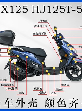 适用VX125虎鲨HJ125T-52面板前围边条头罩工具箱脚踏底板全车外壳