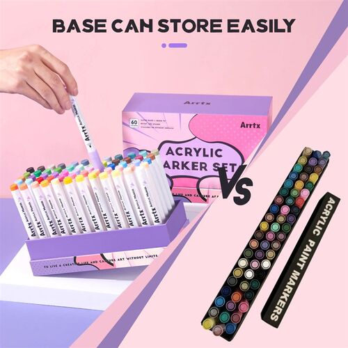 Arrtx 60 Colors Paint Markers Paint Pens, Acrylic Markers Br