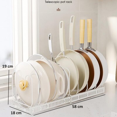 Expandable Pots Pans Organizer Rack Kitchen Cabinet Holder