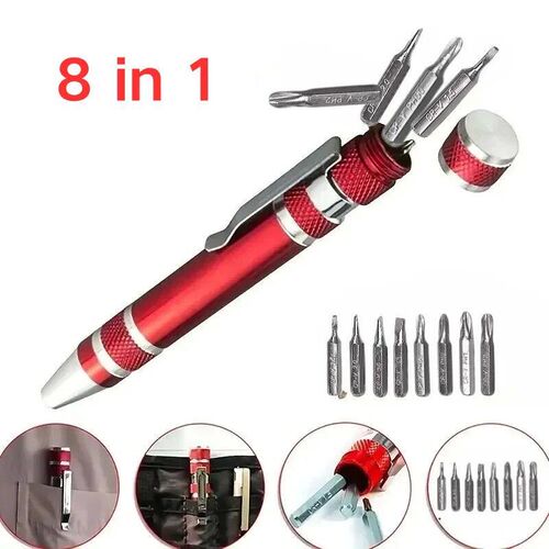 Portable 8 In 1 Aluminum Alloy Screwdriver Pen - Changeable