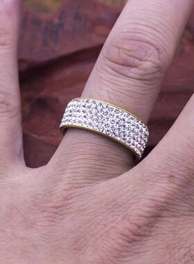 Stainless Steel 5 Rows Crystal Rings for Women 8mm Wedding b