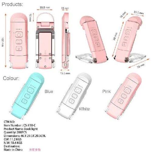 LED USB Rechargeable Book Light Reading Light Eye