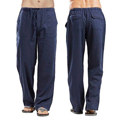 Spring Linen Wide Men Pants Korean Trousers Oversize Cotton
