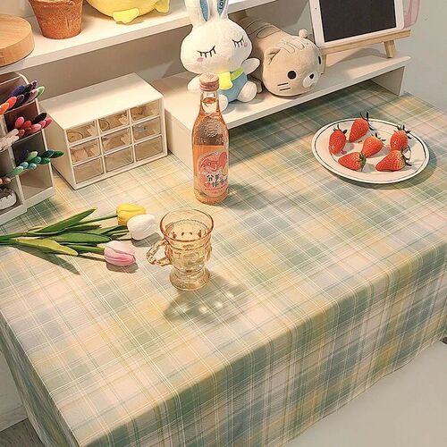 Ins Korean Plaid Tablecloth Jacquard Fabric Desk Table Cloth