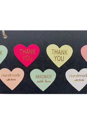 100pcs/lot Color Thank You Heart Design bronzing seal Sticke
