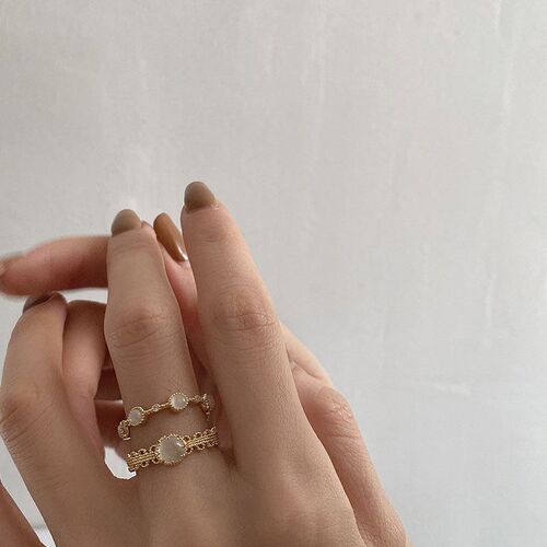 ins ten opal set ring female personality fashion opening adj