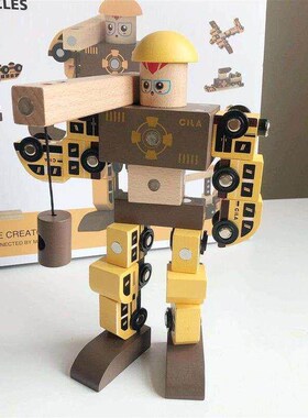Creatve combnaton robot magnetc versatle assembly car D