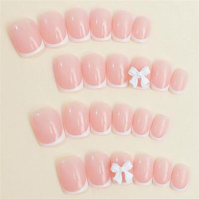 French Tips Press-on Nail Long Lasting Elegant Artificial Na