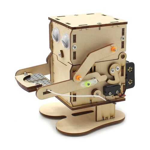DIY Robot Eating Coin Wood Model Teaching Learning Stem Proj