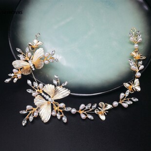 Wedding Bridal Butterfly Pearl Headband Hairband Tiara For W