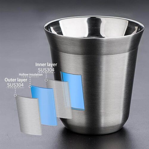 Double Wall Stainless Steel Coffee Mug 80ml/160ml Portable C