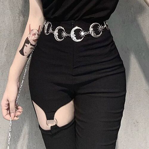Punk Hip Hop Style all-match waist chain Moon Vintage Metal