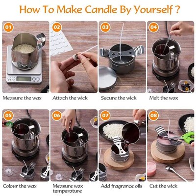 1 Set Candle Making Kit Pouring Pot Wicks Sticker DIY Candle