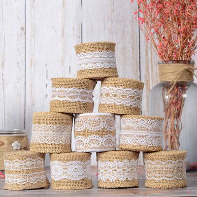 2M 2.5-5cm Natural Jute Burlap Ribbon Rustic Vintage Wedding