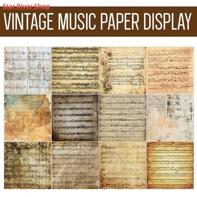 12Pcs Vintage Christmas Scrapbook Paper, Music Pattern Craft