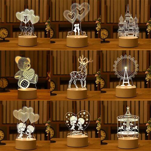 3D night light LED desk lamp bedside lamp儿童节礼物小夜灯