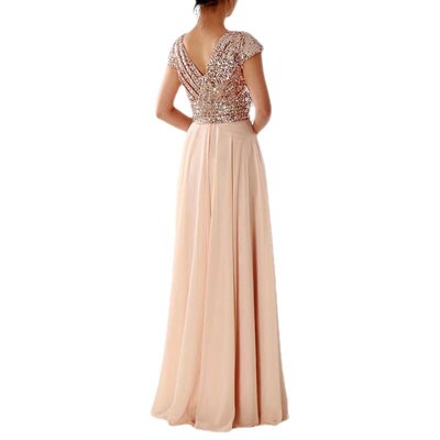Spring and summer new y dress, V-neck chiffon matching eveni