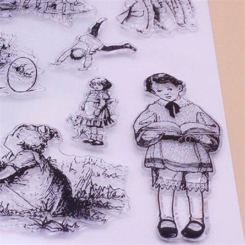 Alinacutle Clear Stamps Cute Children Kids Girl Character