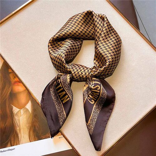 Print 70cm Silk Satin Headkerchief Women Luxury Design Neck