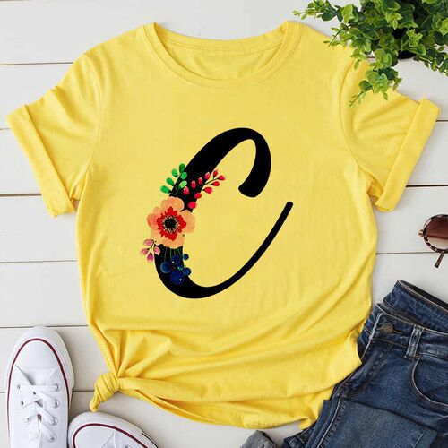 Custom Name Letter Combination Womens High Quality Print T-