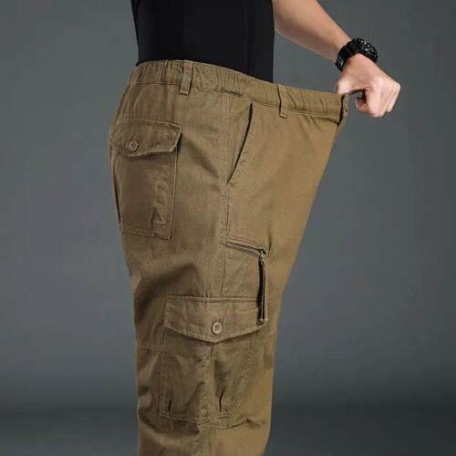 High Quality Mens Tactical Pants Elastic Waist Cargo Large