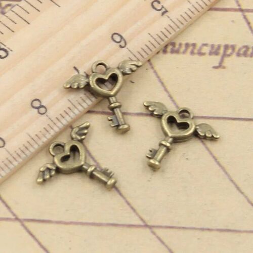 30pcs Charms Fly Key 14x14mm Antique Bronze Silver Color Pen