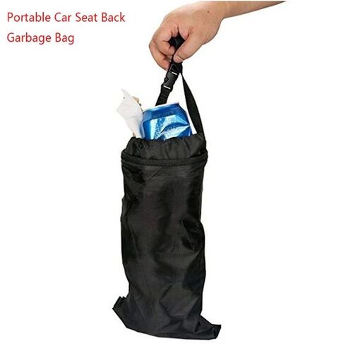 Car Garbage Bin Oxford Cloth Black Auto Trash Bag Hanging Se