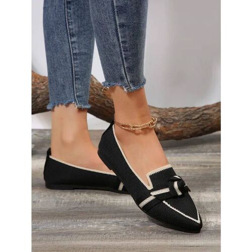 New Womens Knitted Slip on Flats Breathable Comfortable Sol
