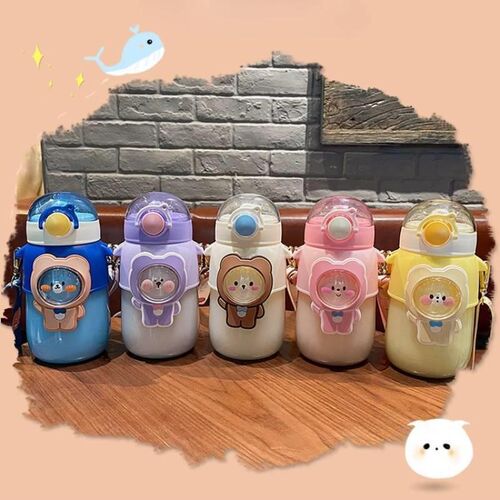 720ml Kids Water Bottle For Children Straw With Stickers Cut