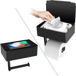 Toilet Paper Holder With Shelf And Storage, Flushable Wipes