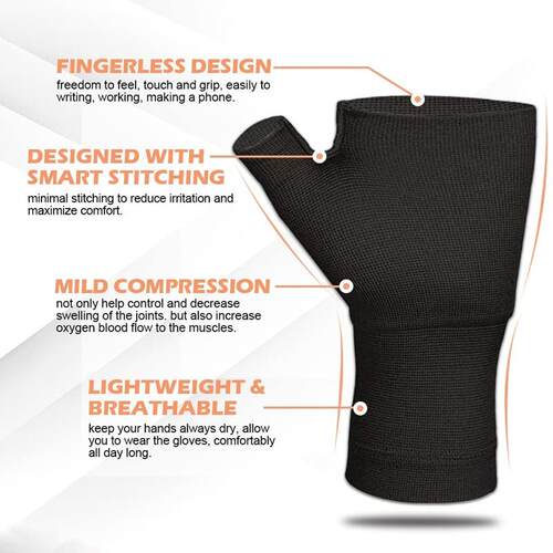 2PCS Fingerless Compression Gloves Wrist Thumb Support Sleev
