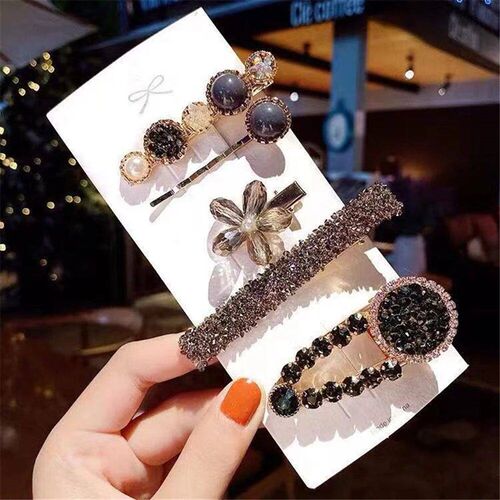 4/5/6Pcs Pearl Hair Clip For Women Retro Hairpins Flash Diam