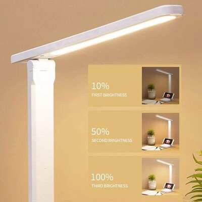 LED Touch Switch White Folding Desk Lamp Bedroom Bedside Stu